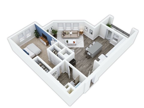 Floor plan for 1 bed, 1 bath, 903 sqft